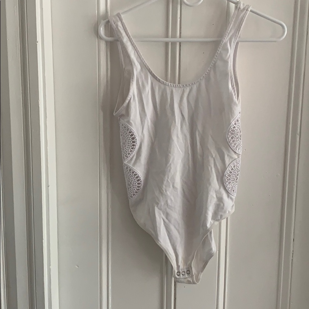 Top shop body suit with side cut out detail
